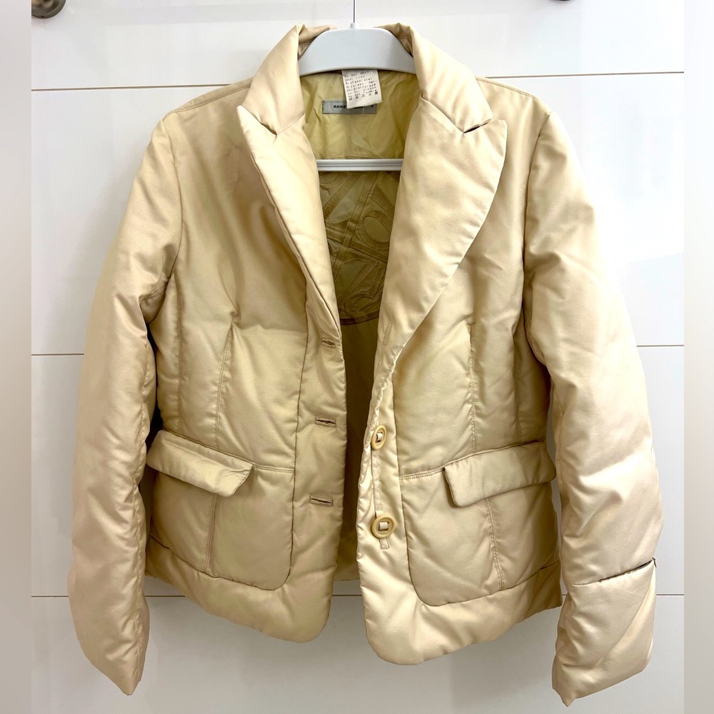 Rene Lezard Cream Puffer Jacket Tailored Fit